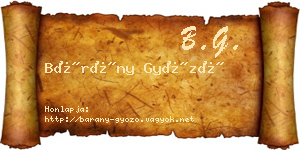 Bárány Győző névjegykártya